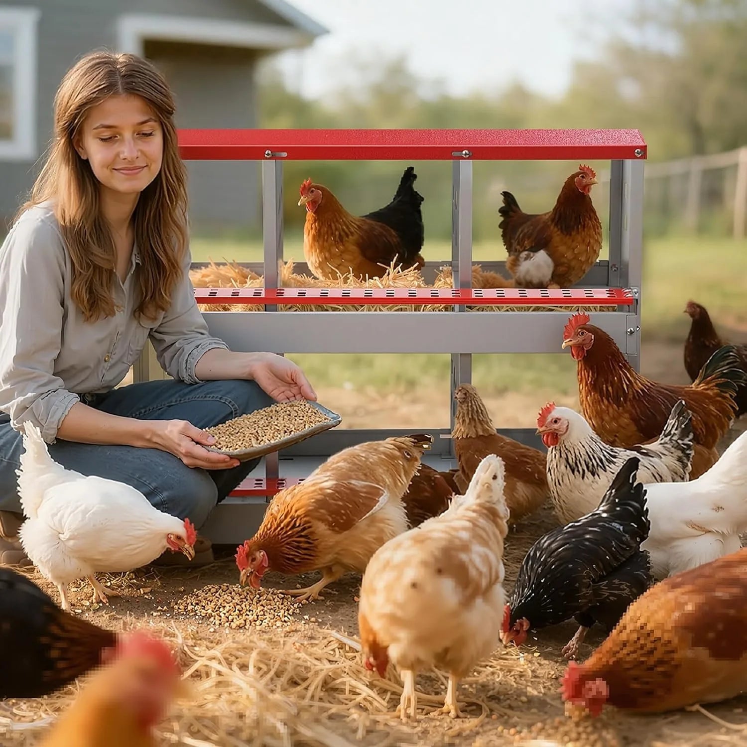 Chicken Nesting Boxes for Chicken Coop, 6 Compartments Wall-mountable.