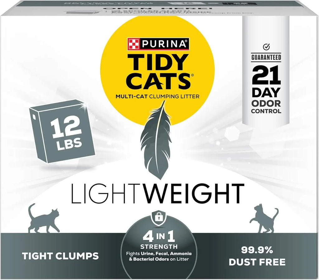 Lightweight 4-in-1 Multi-Cat Clumping Litter, Odor Control, 99.9% Dust Free - 12 lb Box