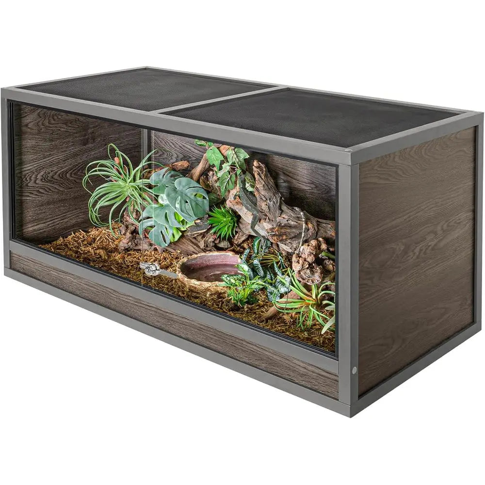Wooden Reptile Enclosure, Sliding Door & Top Vent, Ideal for Bearded Dragons, Ball Pythons, and Geckos