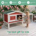 Large Wooden Hutch with Non-Slip Ramp, Playpen and Pull-Out Tray