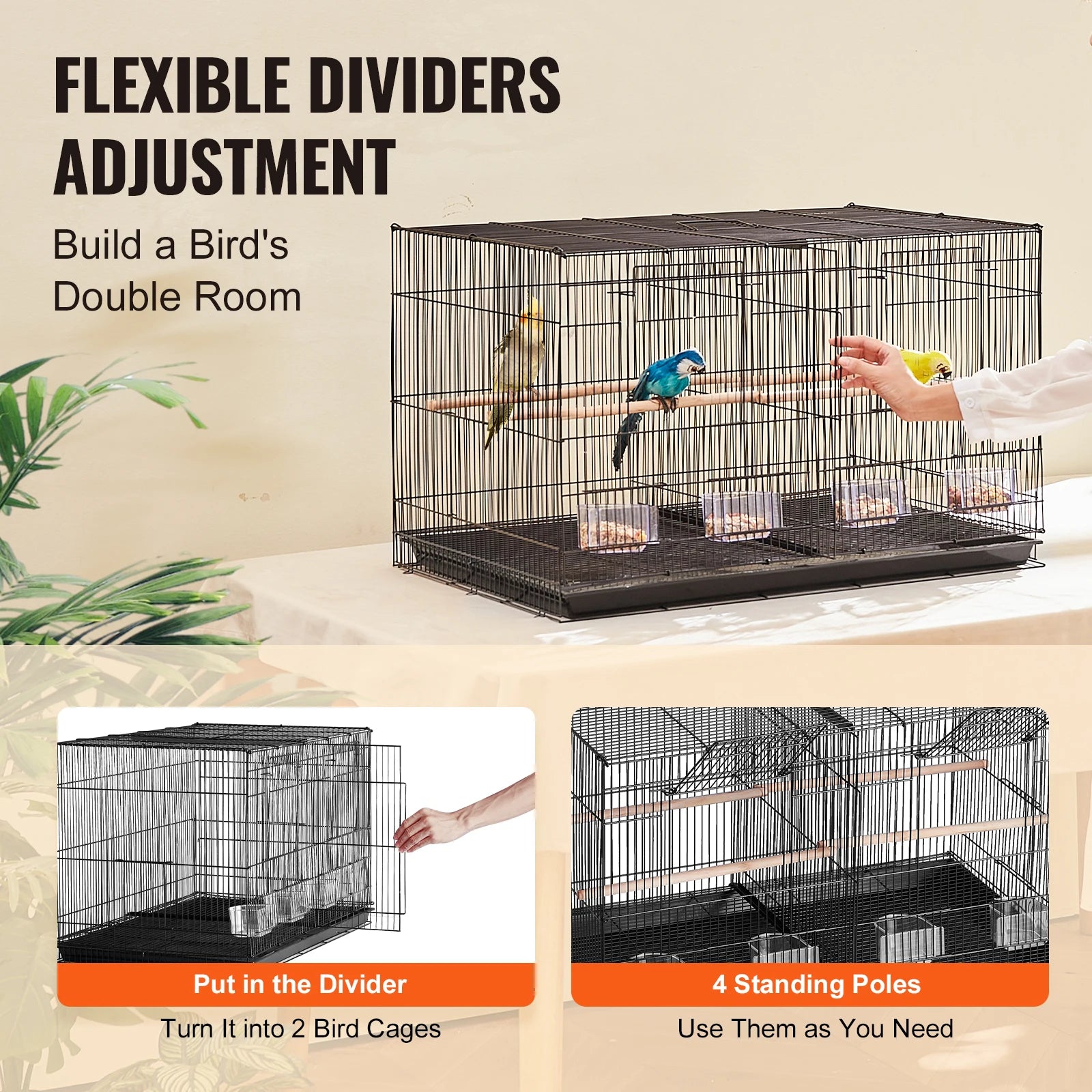 Travel Birdcage with Handle, Perches and Stackable.