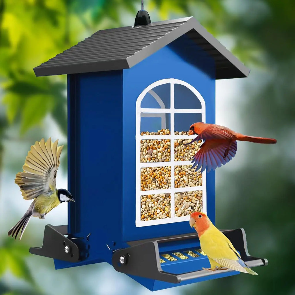 Squirrel Proof Metal Hanging Bird Feeder, Weight-Activated Perches.