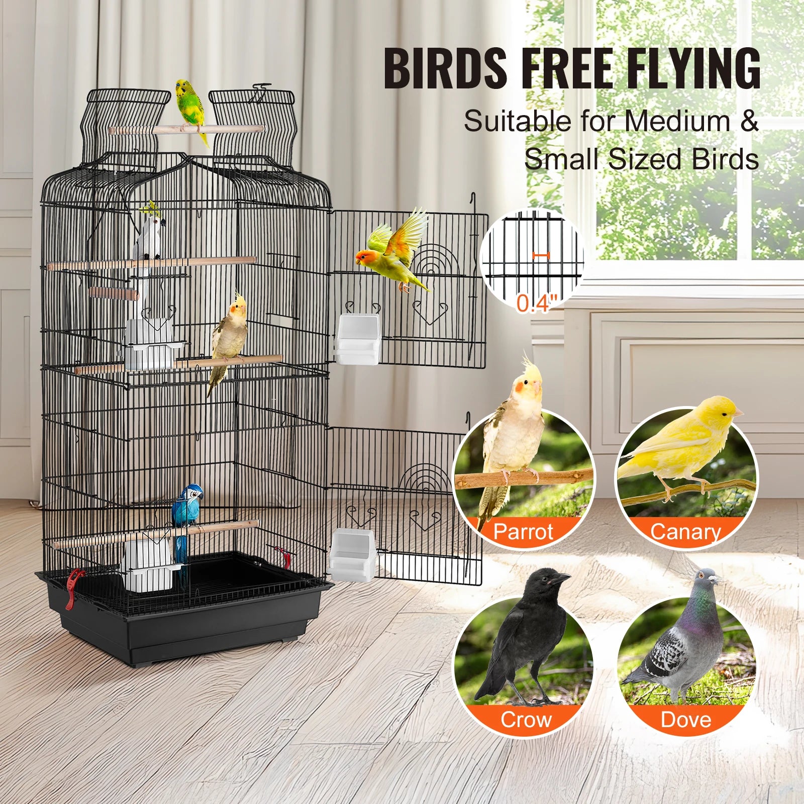 Hanging Open Top Parrot Cage