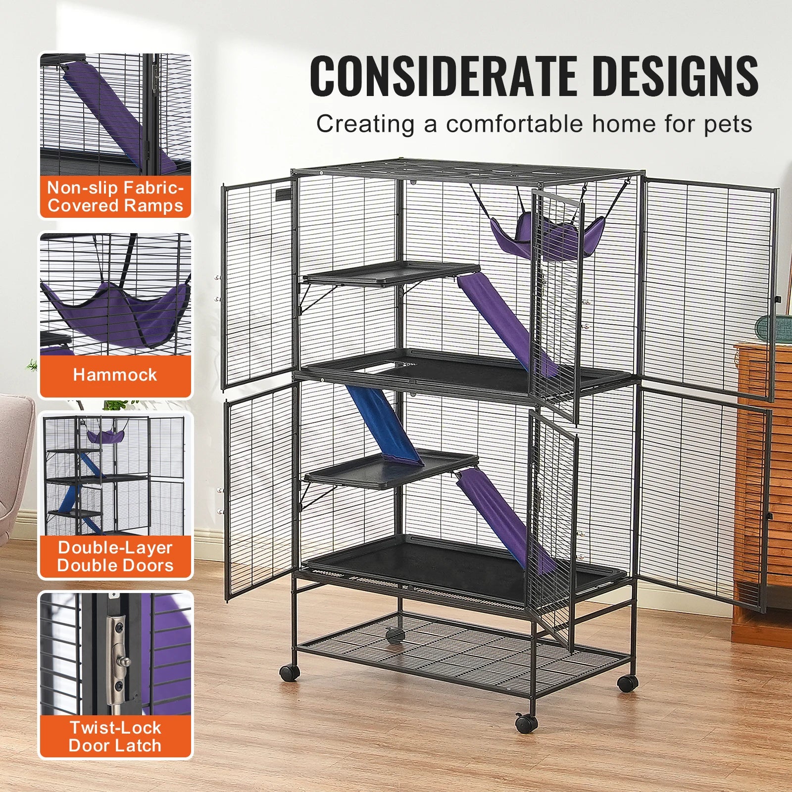 Metal Cage 4-Tier  for Pet Rat Hamster Guinea Chinchilla