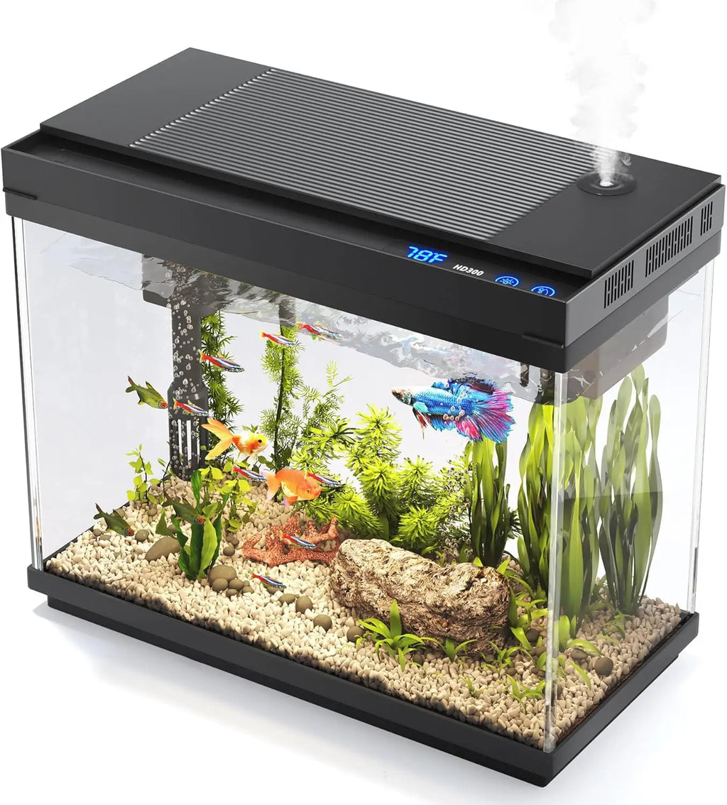 2.4 Gallon Smart Aquarium Kit with Humidifier, LED Lights & Quiet Pump