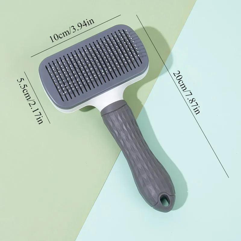 Grooming Brush, Self-Cleaning, Slicker Comb with Round-Tip Bent Needles