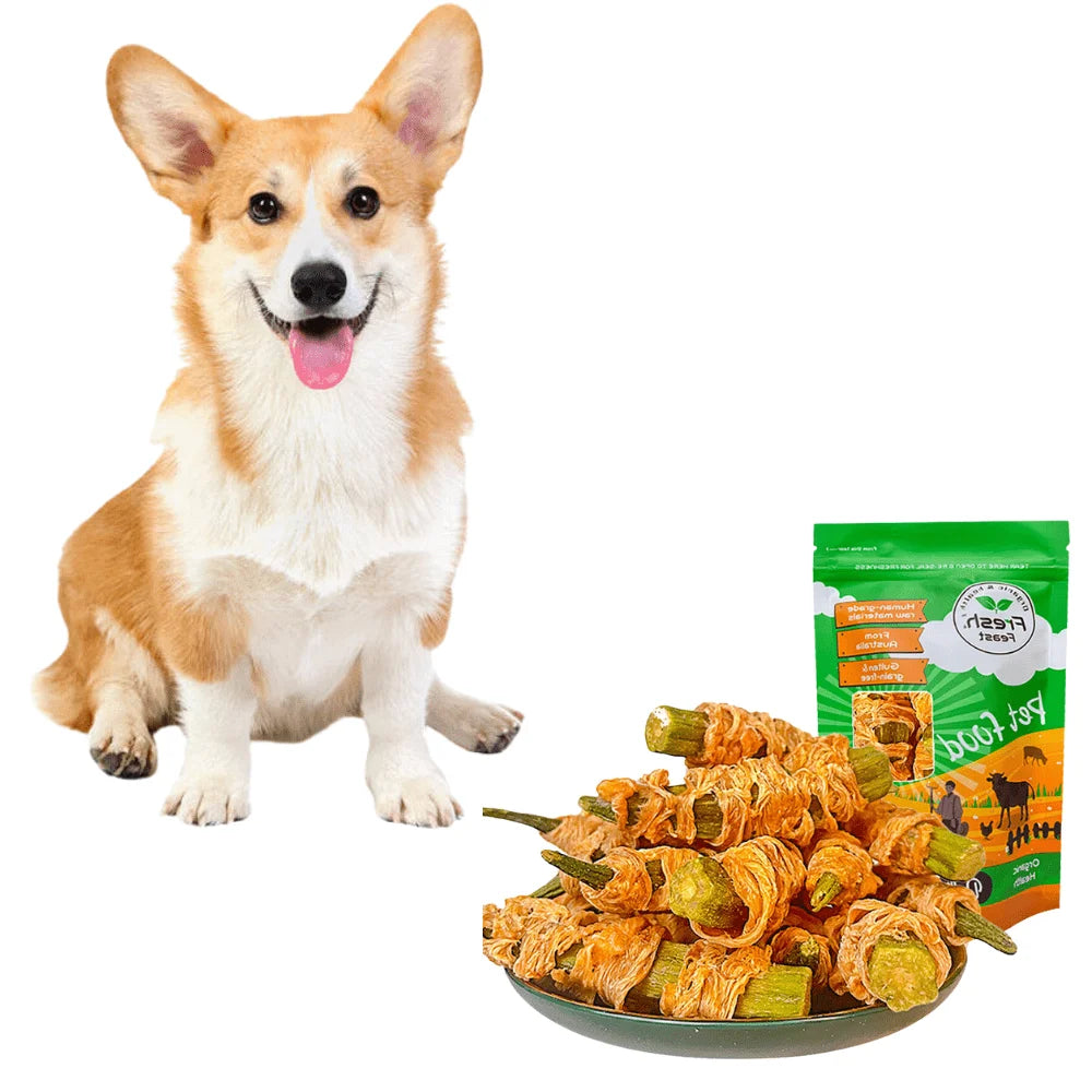 Chicken Wrapped Okra, All Natural Treats, Healthy,