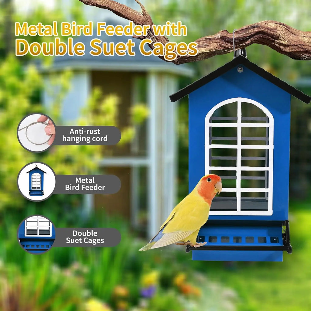 Squirrel Proof Metal Hanging Bird Feeder, Weight-Activated Perches.