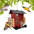 Metal Hanging Bird Feeder, Squirrel Proof, House-shaped, Garden Decorations.