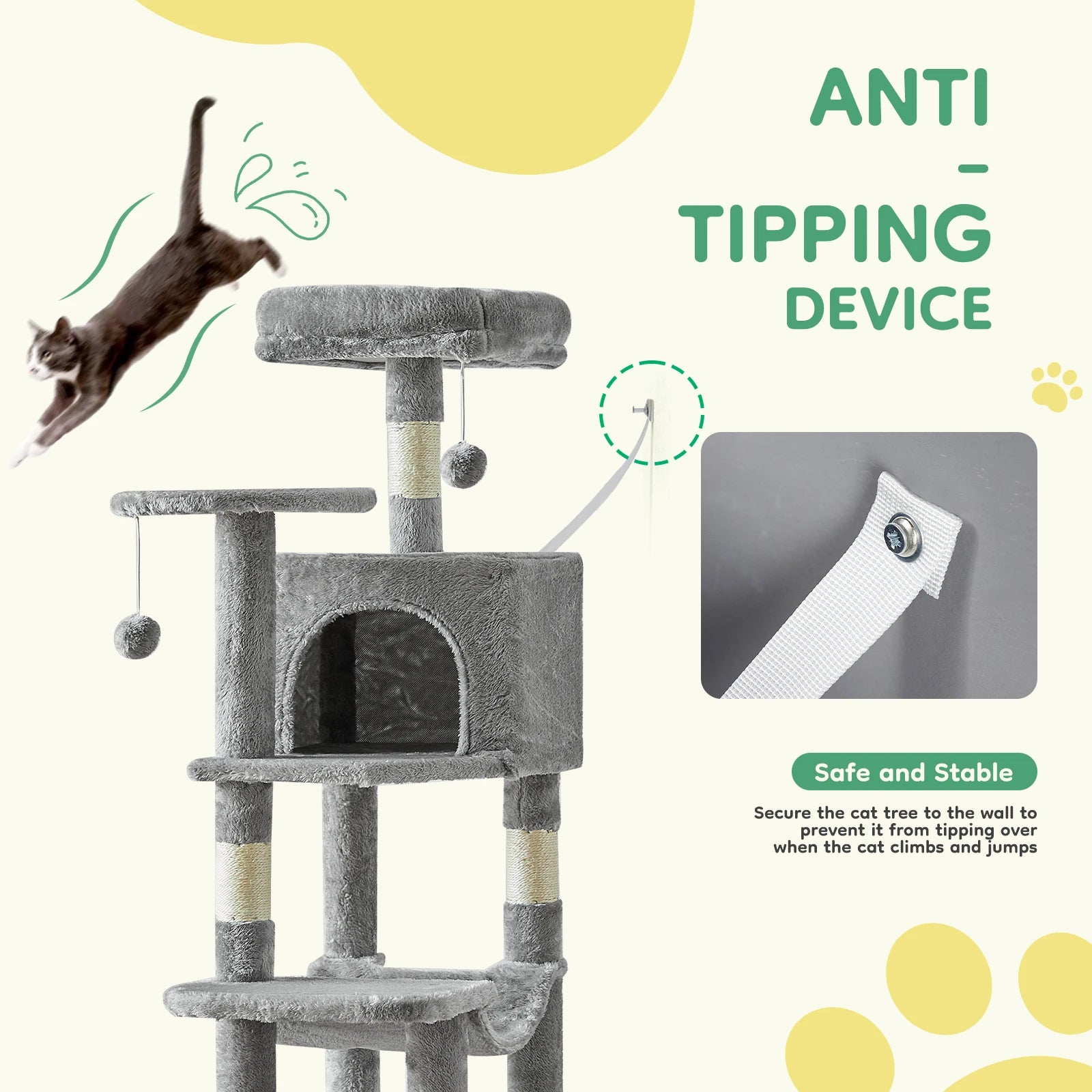 Cat Tree Climbing Tower, Scratching Posts, Stable, House