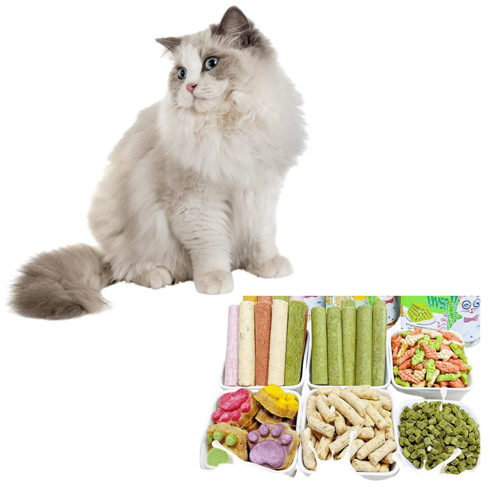 Cat Treats for Hairball Support and Teeth Cleaning.