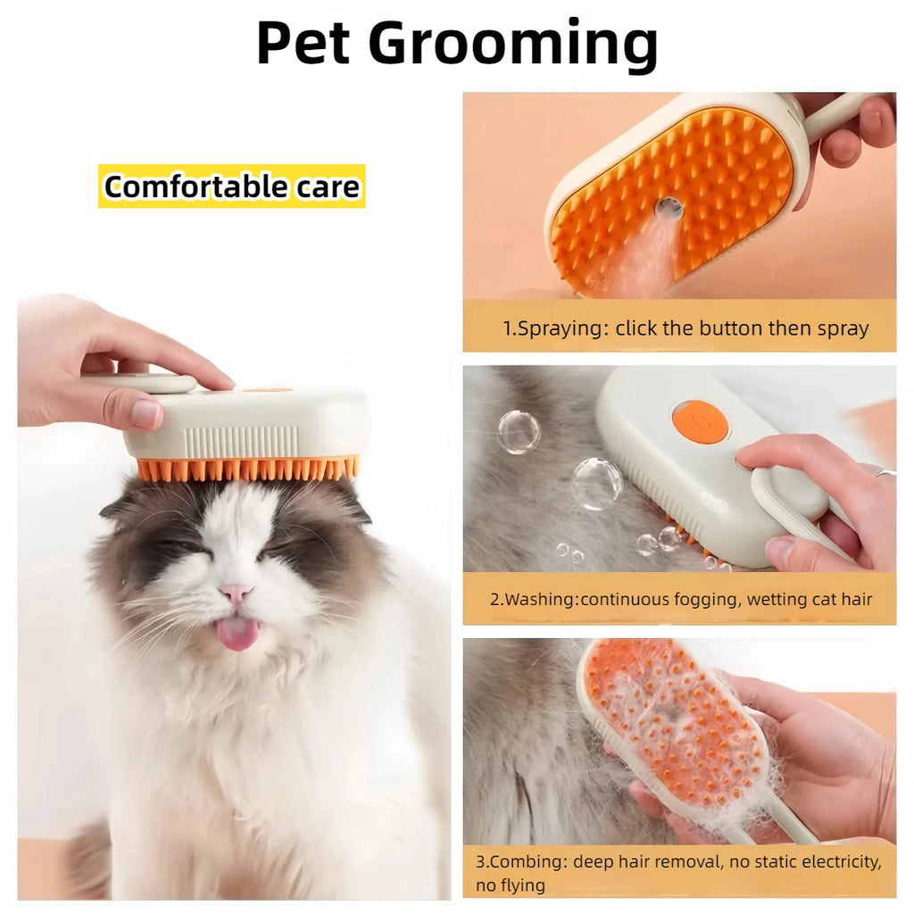 3 In 1 Electric Hair Cleaning Brush, Steam Spray Comb, Massage Supplies.