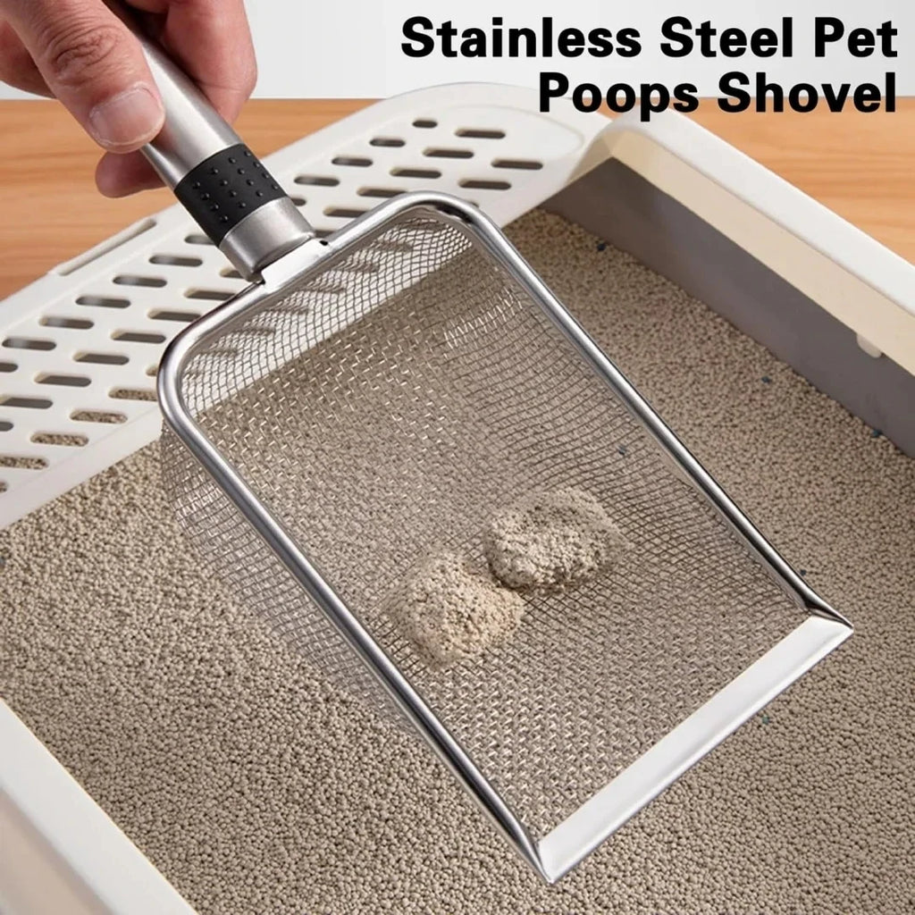 Stainless Steel Cat Litter Scoop – Durable, Easy Clean, Ergonomic Handle.