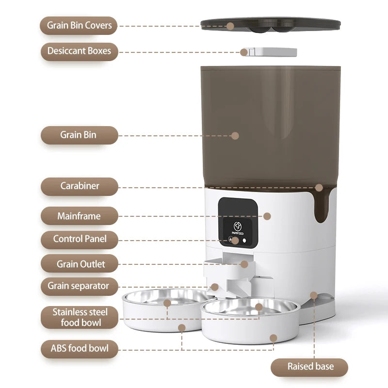 Double bowl smart automatic pet food dispenser