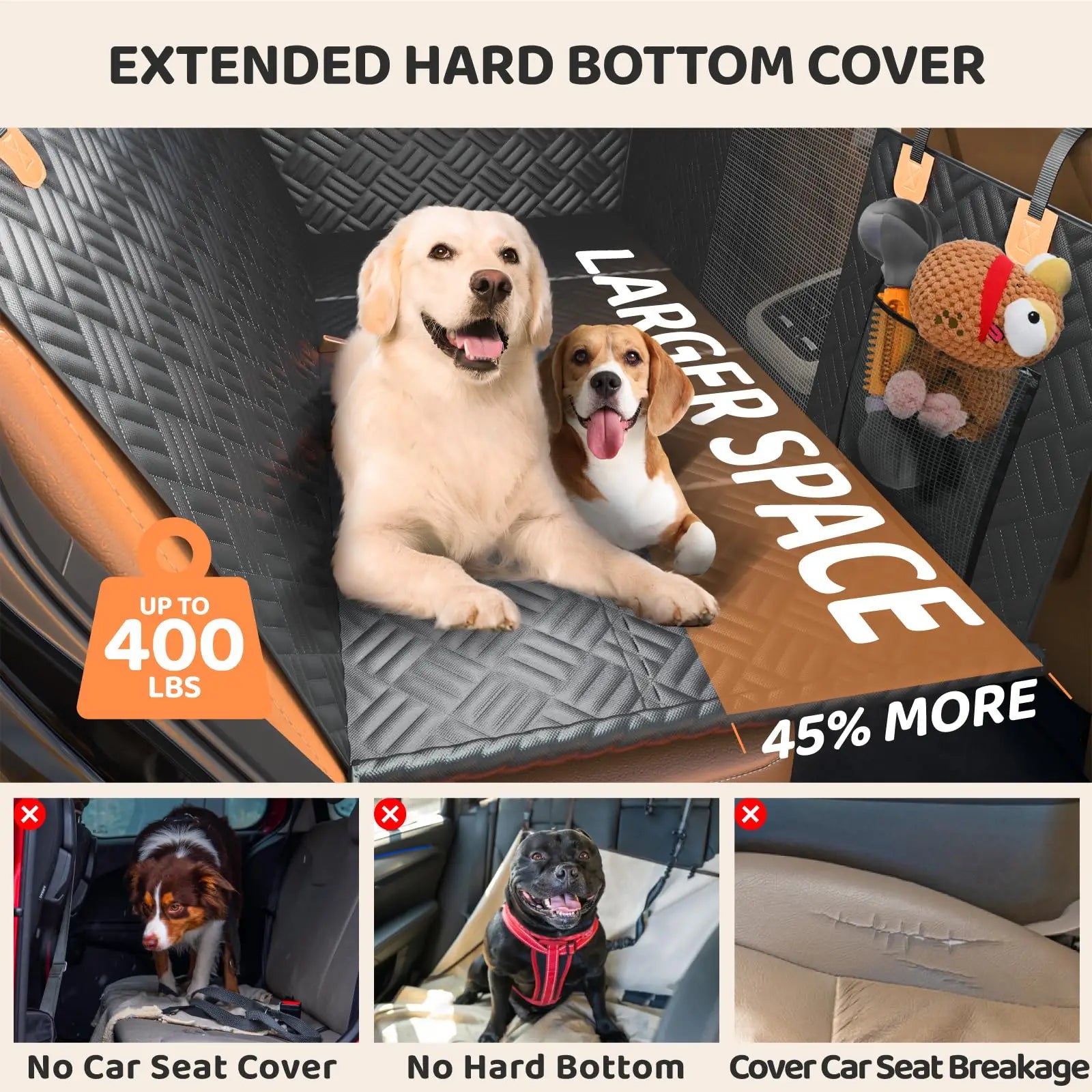 Car/SUV  Rear Seat Cover, Hard Bottom Load-Bearing Extender.