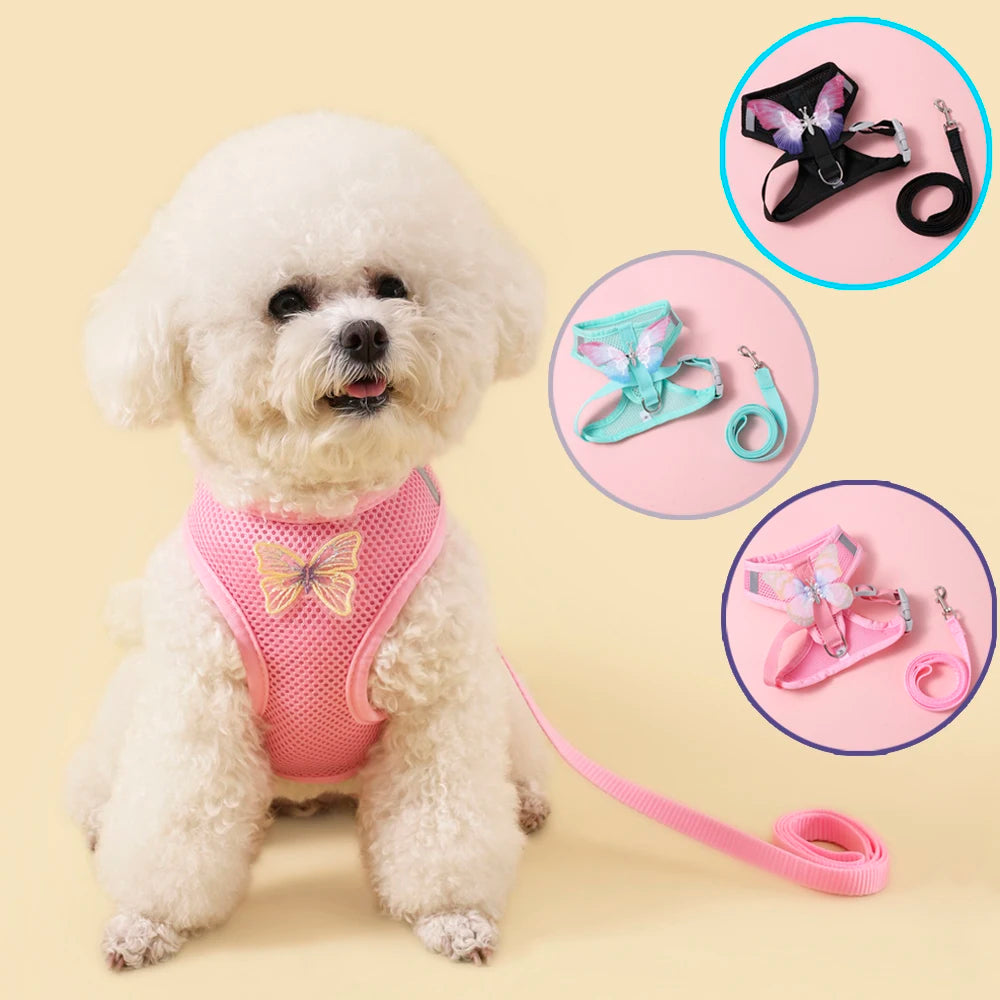 New Breathable Cute Cat or Dog Harness Leash Set,