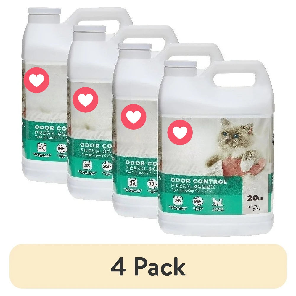 4 Pack Clumping Cat Litter Fresh Scent 20 lbs Jug Unscented