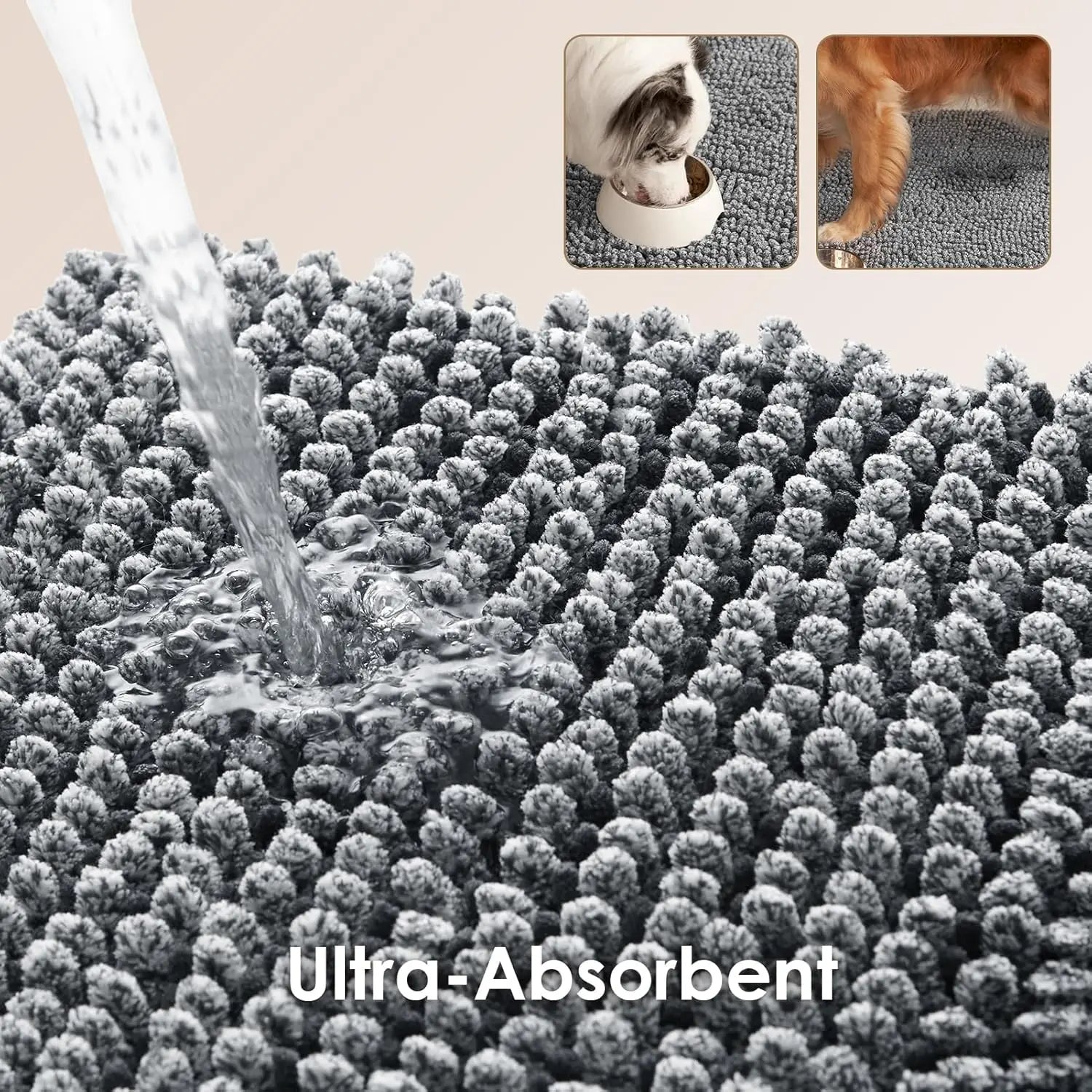 Super Absorbent Dog Door Mat for Muddy Paws.
