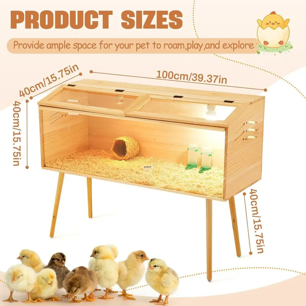 Brooder Box for Indoor Outdoor with Leg Stand, Sliding Door, Bulb Set and Feeder