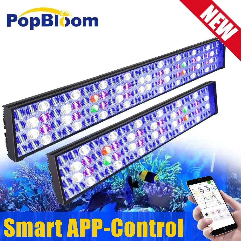 NEW PopBloom WiFi Led Aquarium Light, Full Spectrum Marine Aquarium Lamp
