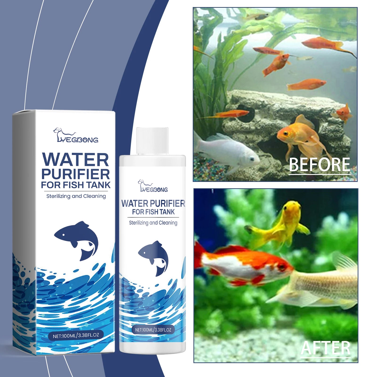 Fish Tank Water Clarifier Aquarium Water, Tank Decontamination Cleaner