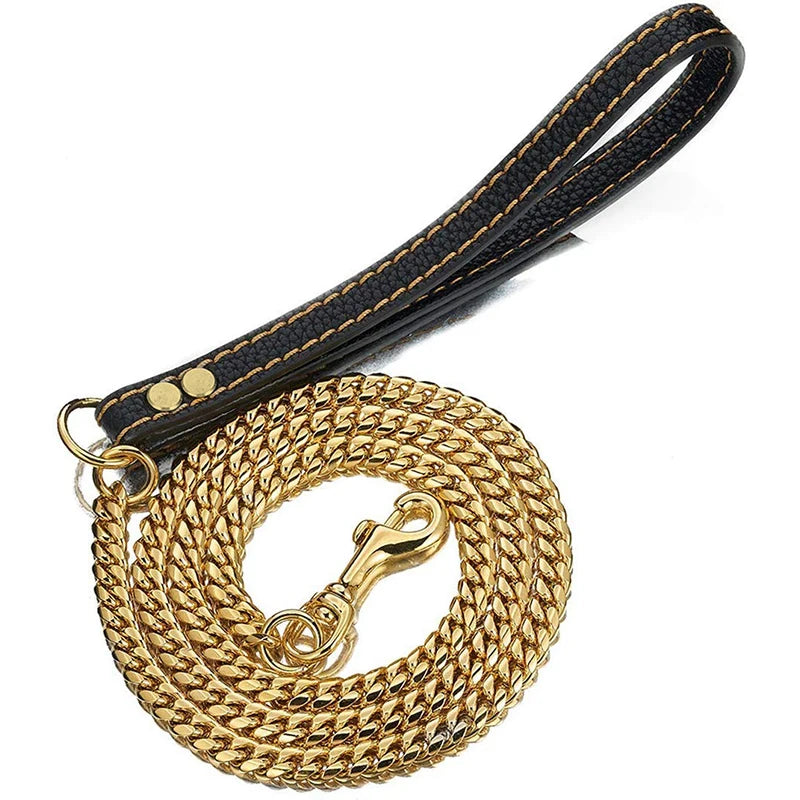 Stainless Metal Gold Walking Collar for Training