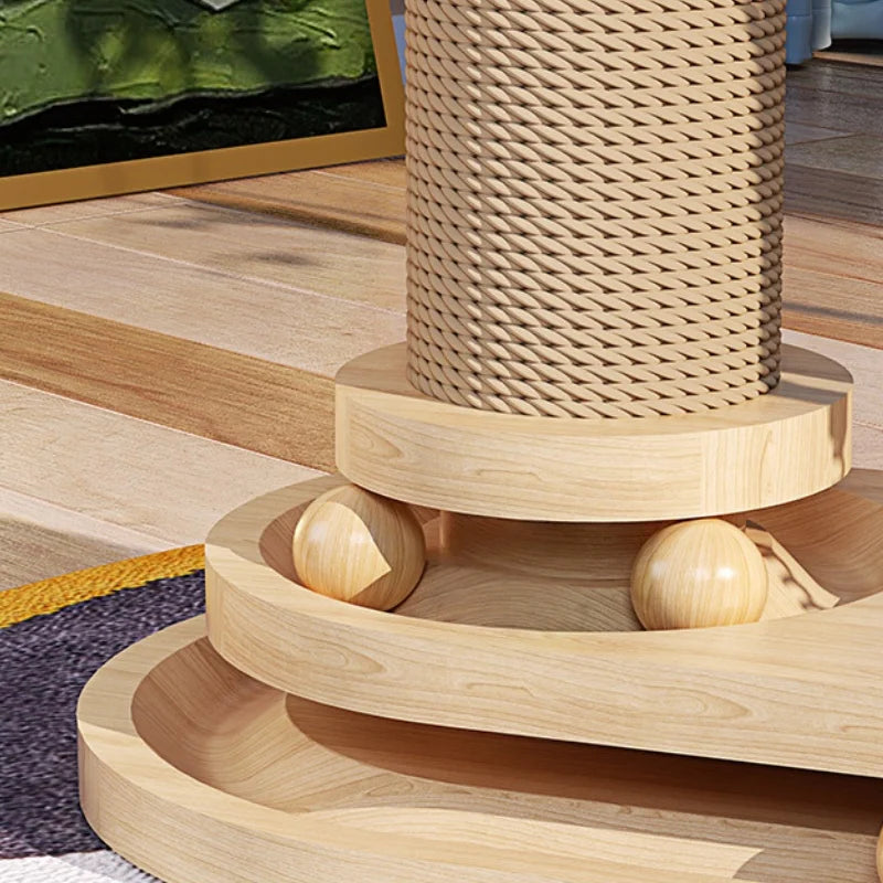 Interactive Cat Scratching Post Tower with Jute, Ball Track