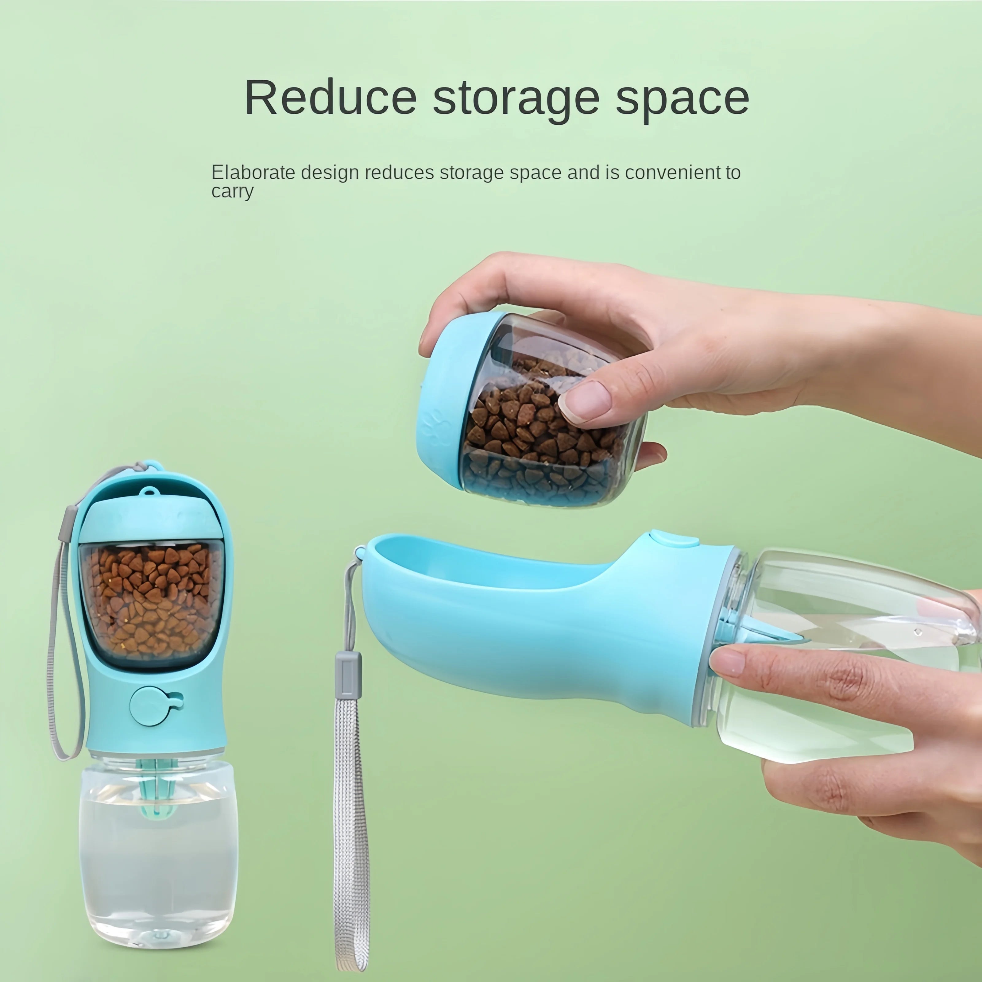 Portable Water Bottle with Food and Water Container