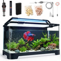 Aquarium Kit with Heater, LED Light & Filtration for Betta Fish and Shrimp