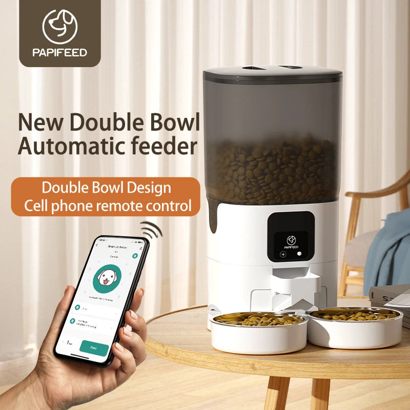 Double bowl smart automatic pet food dispenser