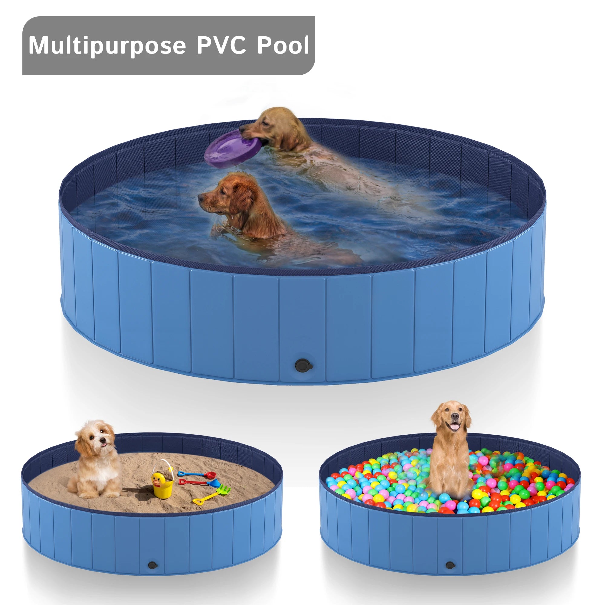 Portable, Foldable, Collapsible, Anti Slip,  Hard Plastic Pool for Pets