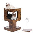 Wood Cat Condo with Removable Soft Mats and Scratching Pad