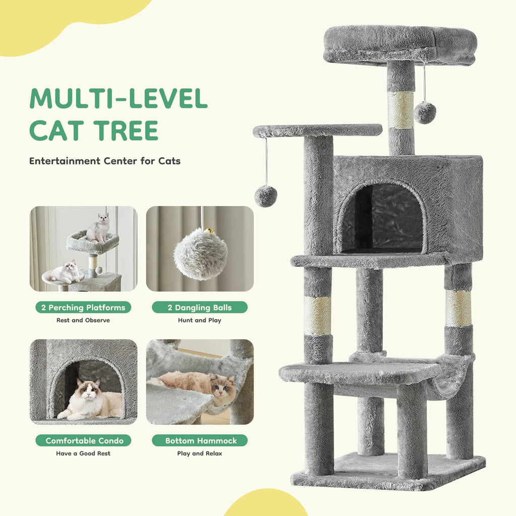 Cat Tree Climbing Tower, Scratching Posts, Stable, House