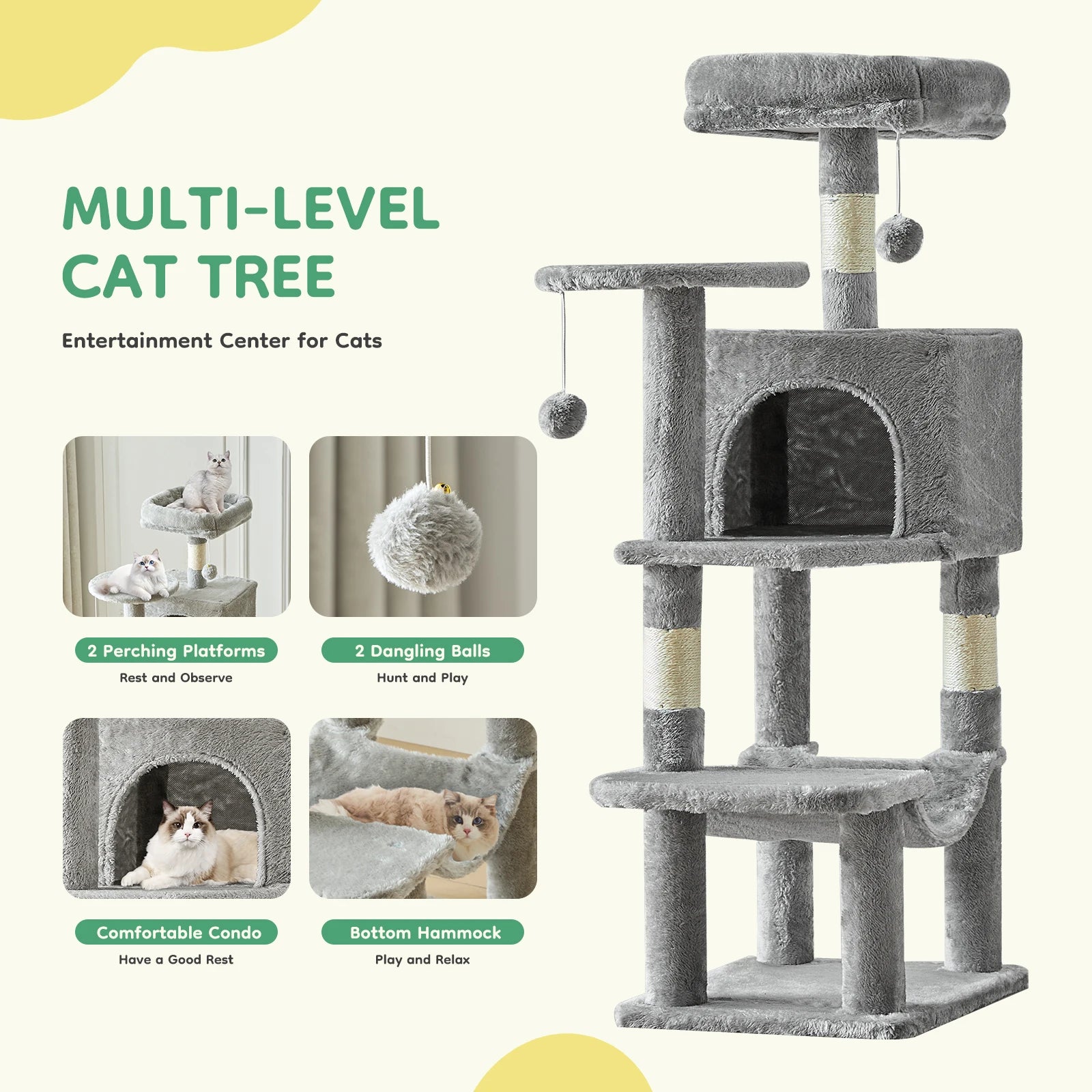 Cat Tree Climbing Tower, Scratching Posts, Stable, House