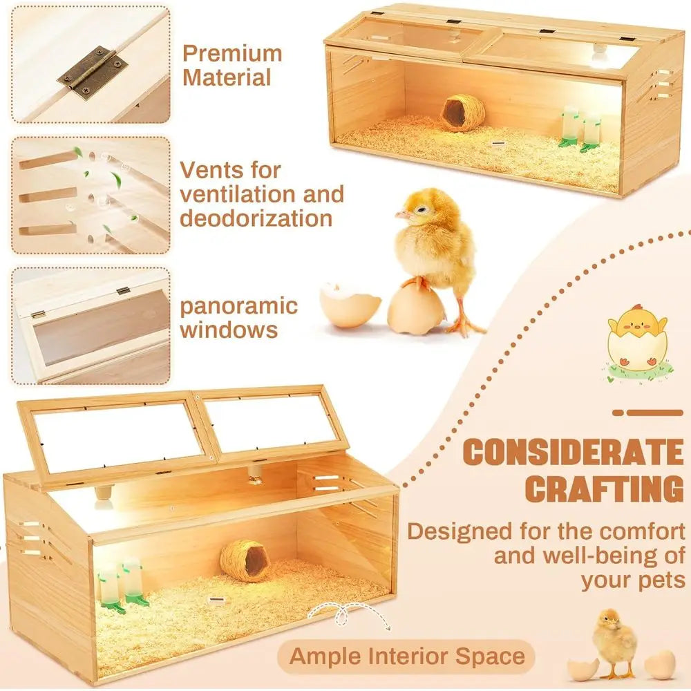 Brooder Box for Indoor Outdoor with Leg Stand, Sliding Door, Bulb Set and Feeder