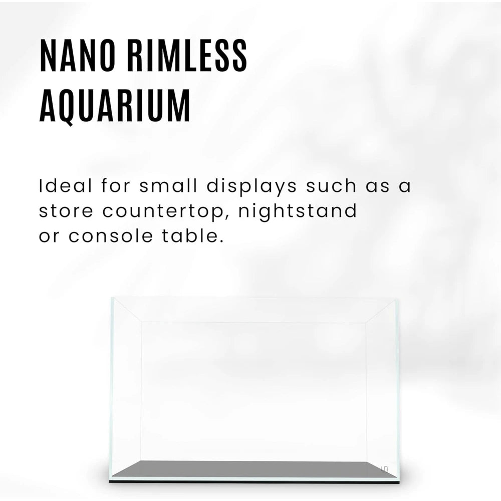 Ultra Clear Rimless Nano Aquarium 5 Gallon . Low Iron Glass Tank.