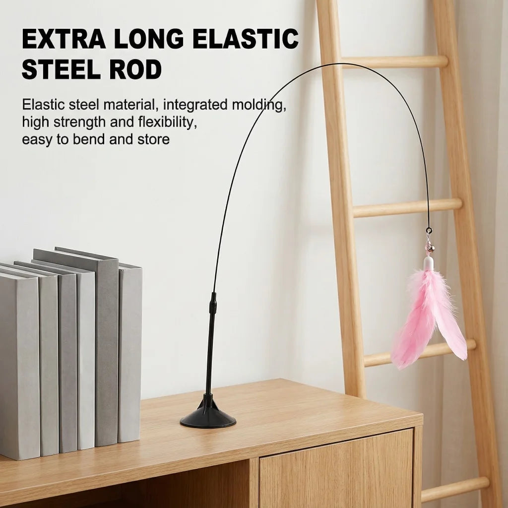 Interactive Cat Teaser Wand With Bell Feather for Indoor Cat.