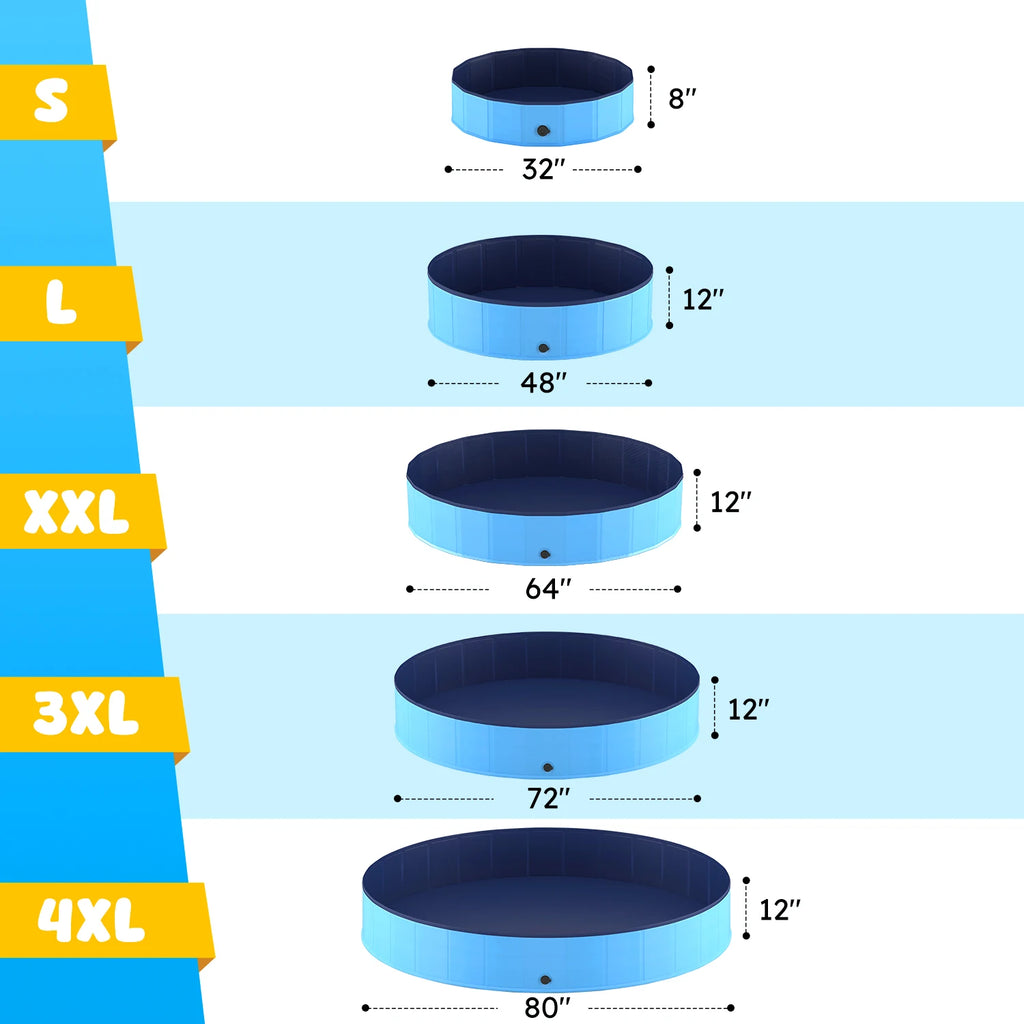 Portable, Foldable, Collapsible, Anti Slip,  Hard Plastic Pool for Pets