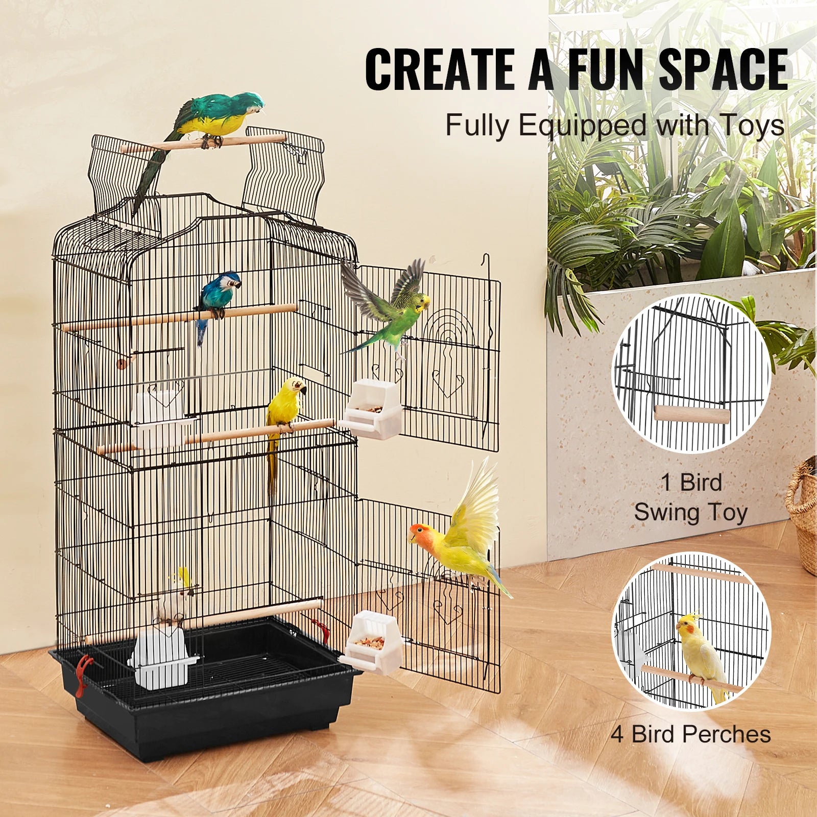 Hanging Open Top Parrot Cage