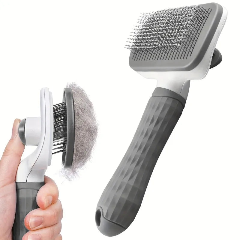 1 Count Deshedding & Massage Comb - Push-Button Release.
