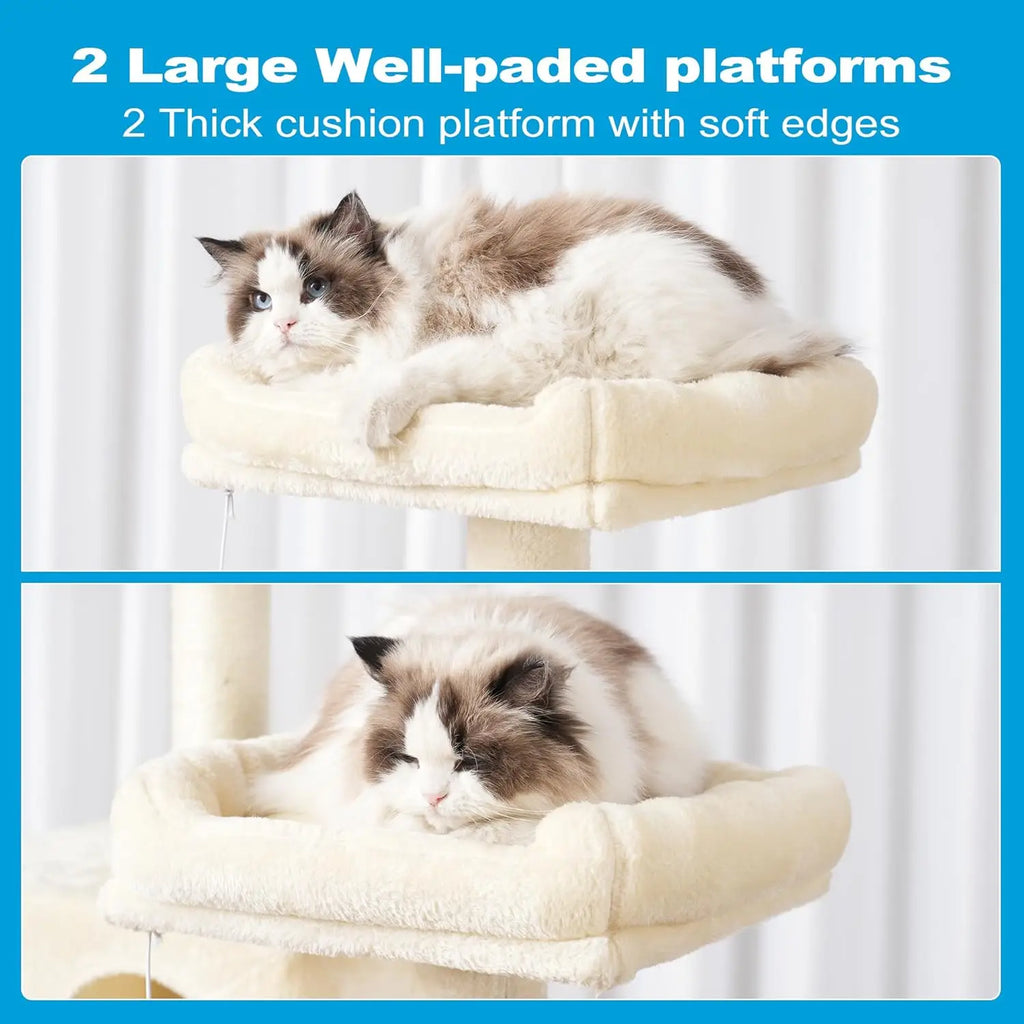 Multi-Level Cat Tree , Scratching Posts, Plush Condos, and Perch Hammock