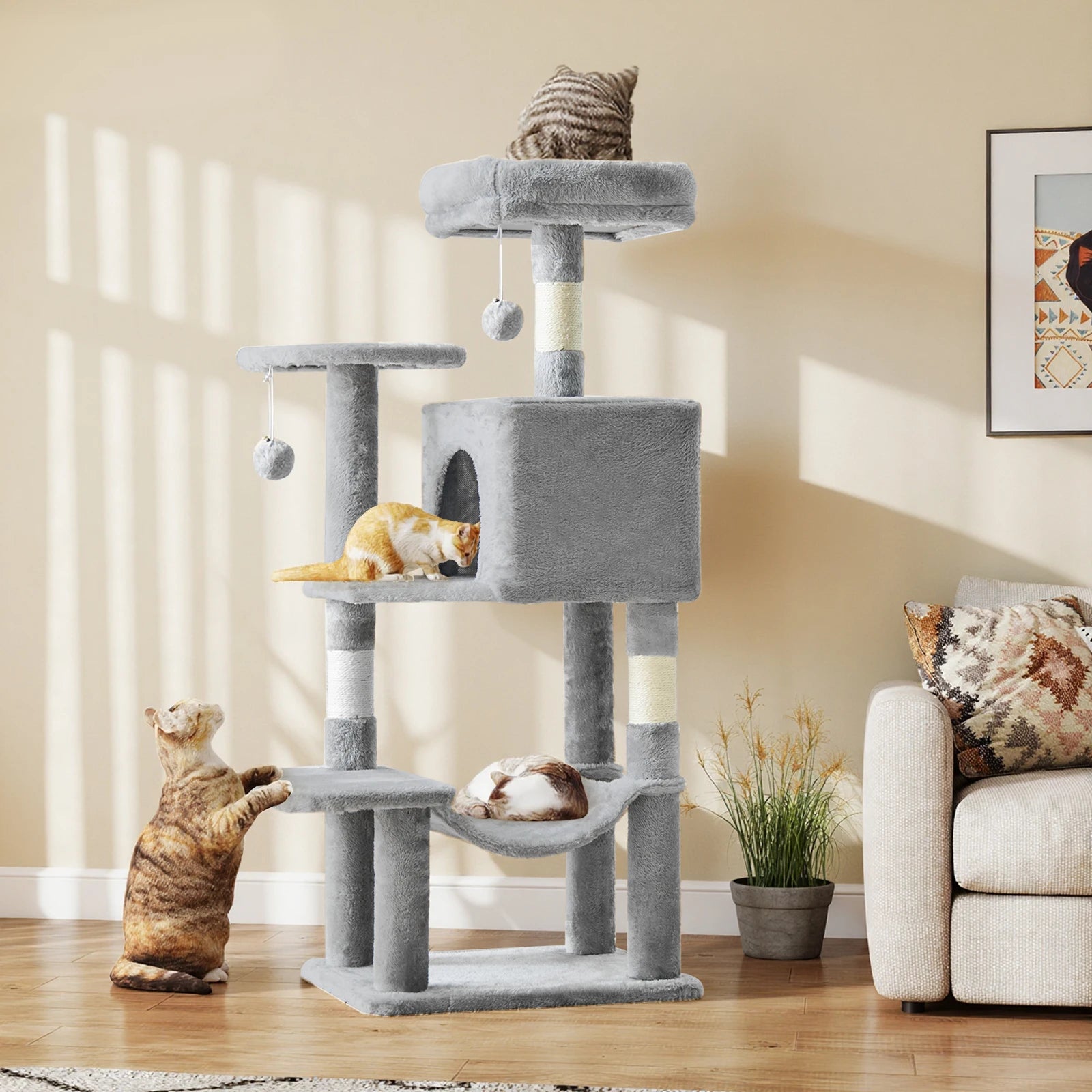 Cat Tree Climbing Tower, Scratching Posts, Stable, House