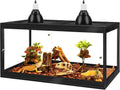 Glass Reptile Enclosure with Locking Doors (40"X20"X20", Black)